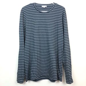 Reiss Top Long Sleeve Striped Gray Shirt Size Large L